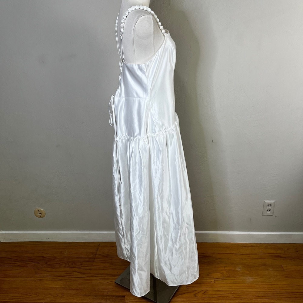Lulus Modern Adoration White Satin Drop Waist Maxi Dress Corset Back Size XL - Picture 5 of 8